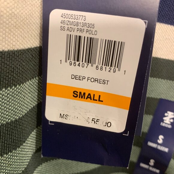 Izod Mens Small Deep Forest Striped Advantage Performance Polo Shirt - Picture 2 of 5